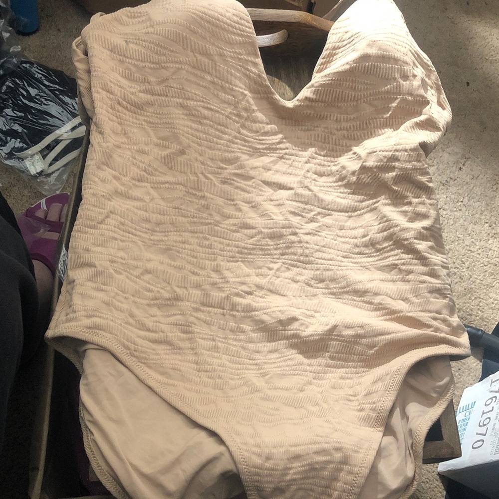 Aerie Textured Cream One Piece Swimsuit